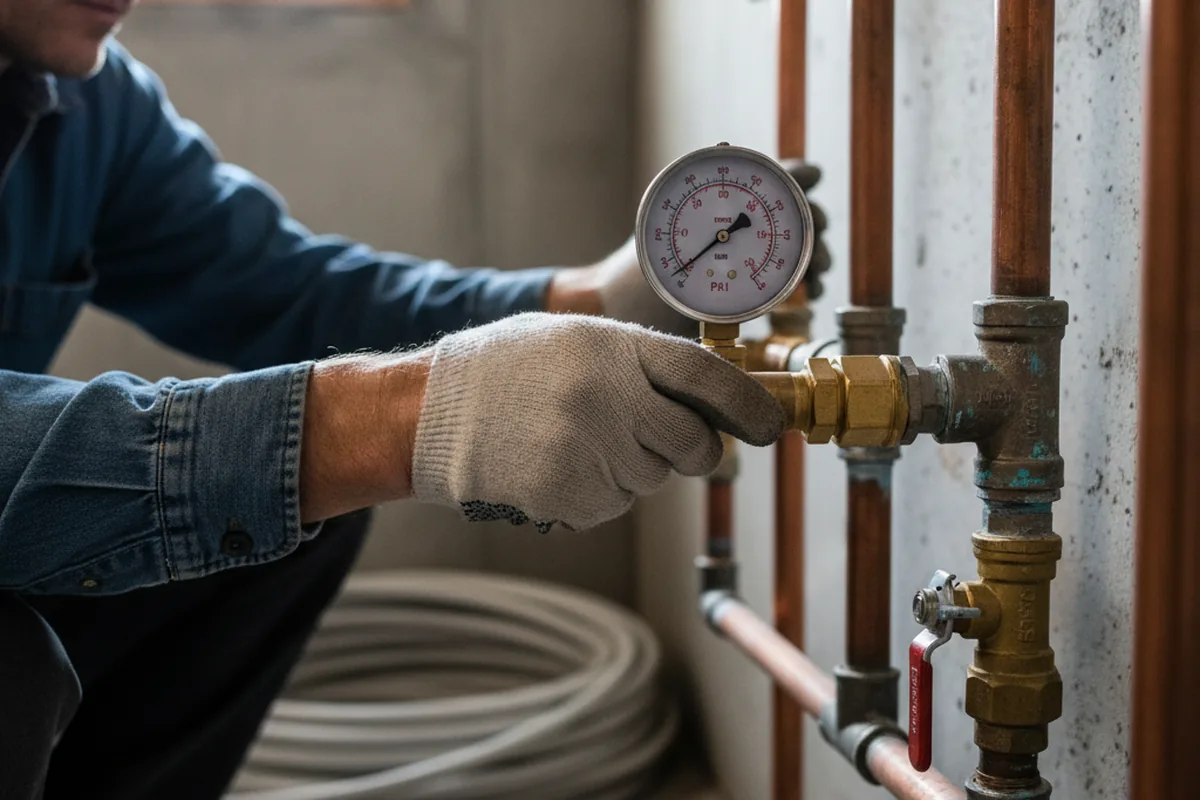Pressure testing a repaired line during Water Line Repair in Elmsford